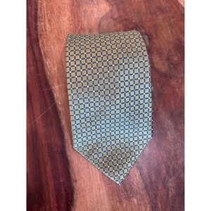 BALMAIN necktie mens sage green geometric square silk wide classic tie formal